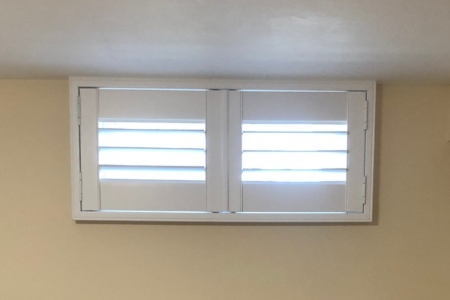 Fantastic Composite Plantation Shutters Over Tiny Basement Windows On Arban Drive In St. Louis, MO