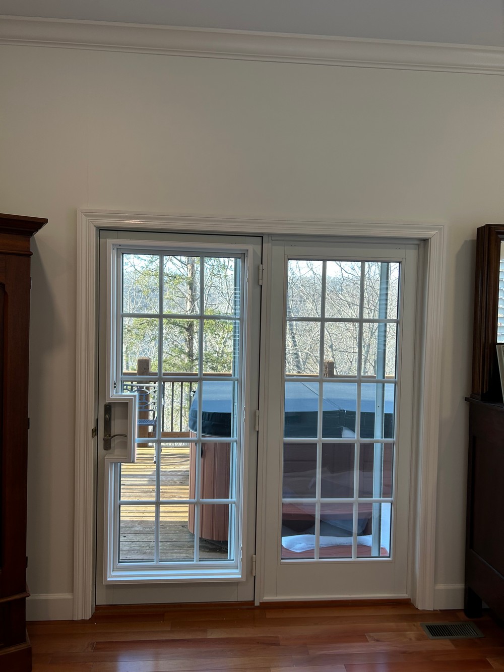 Perfect Fit French Door Cut-Out Plantation Shutters on Palisades Rd in Ballwin, MO