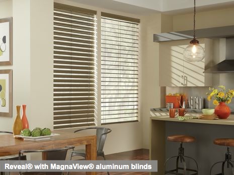 Aluminum blinds reveal with magnaview kitchen