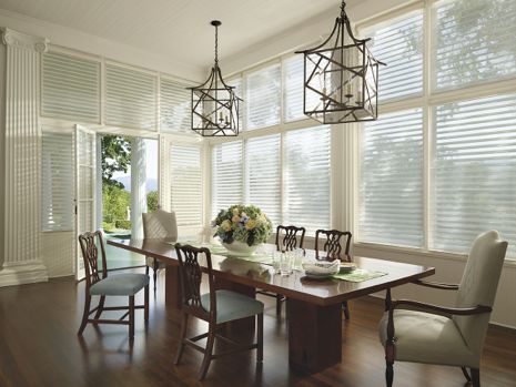 Silhouette window shadings chateau dining room